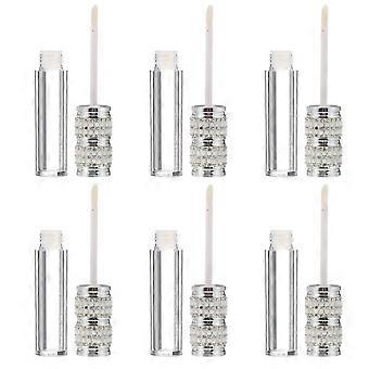 Silver Lip Gloss Bottles Durable Refillable Lip Balm Containers 6Pcs