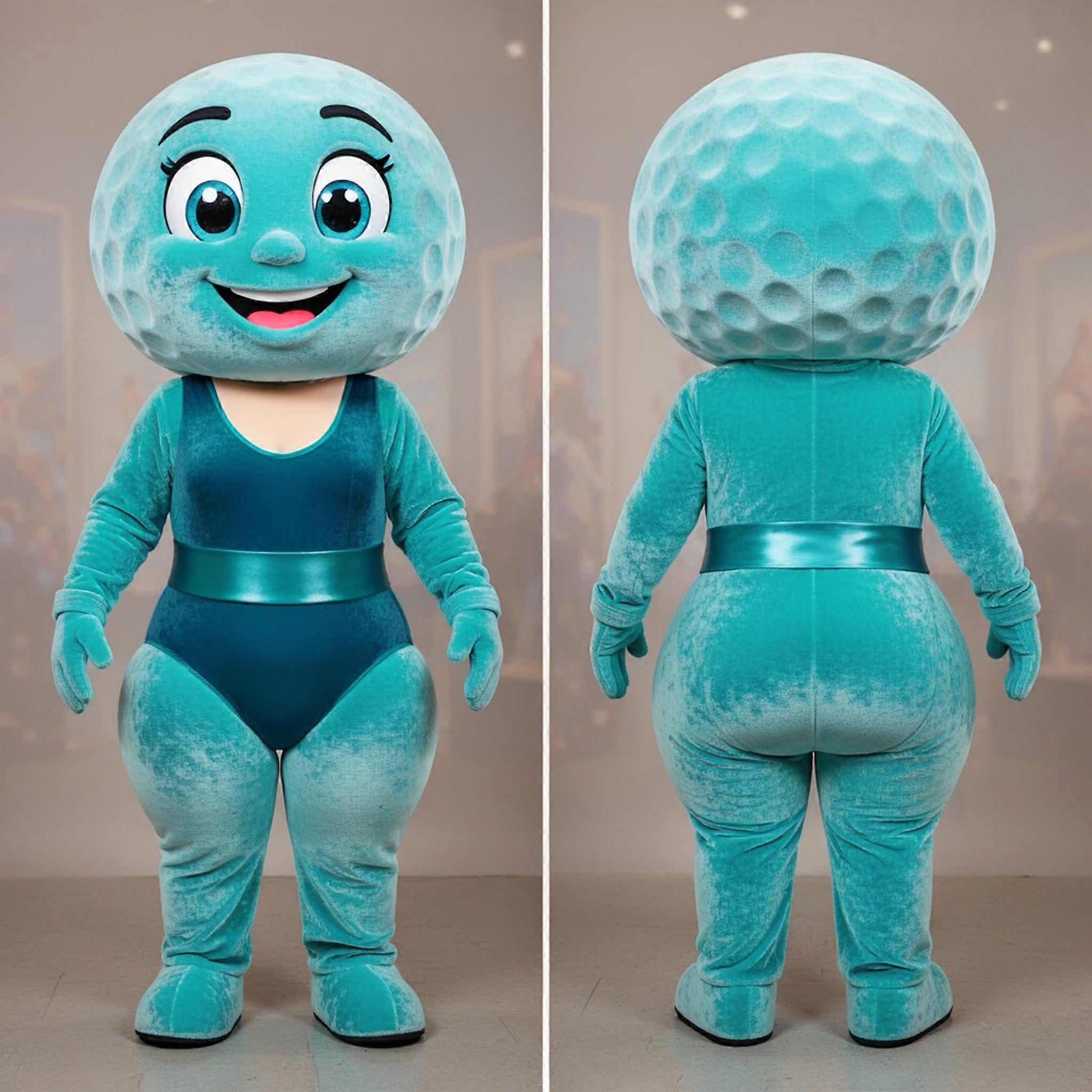 MASTICOT Turquoise Velvety Golf Ball Mascot