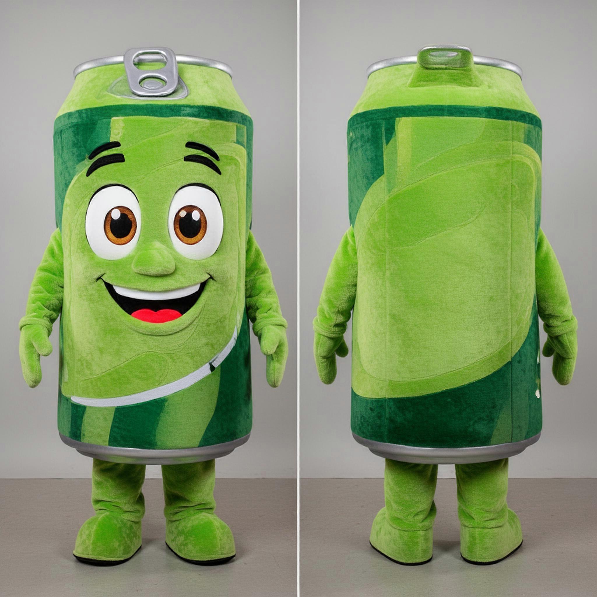 MASTICOT Lime Green Bubbly Soda Can Mascot