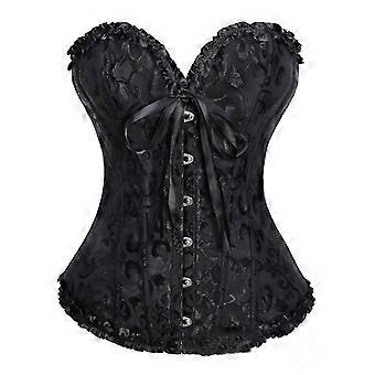 Women's Floral Lace Satin Corset Bustier Gothic Vintage Corselet Lingerie