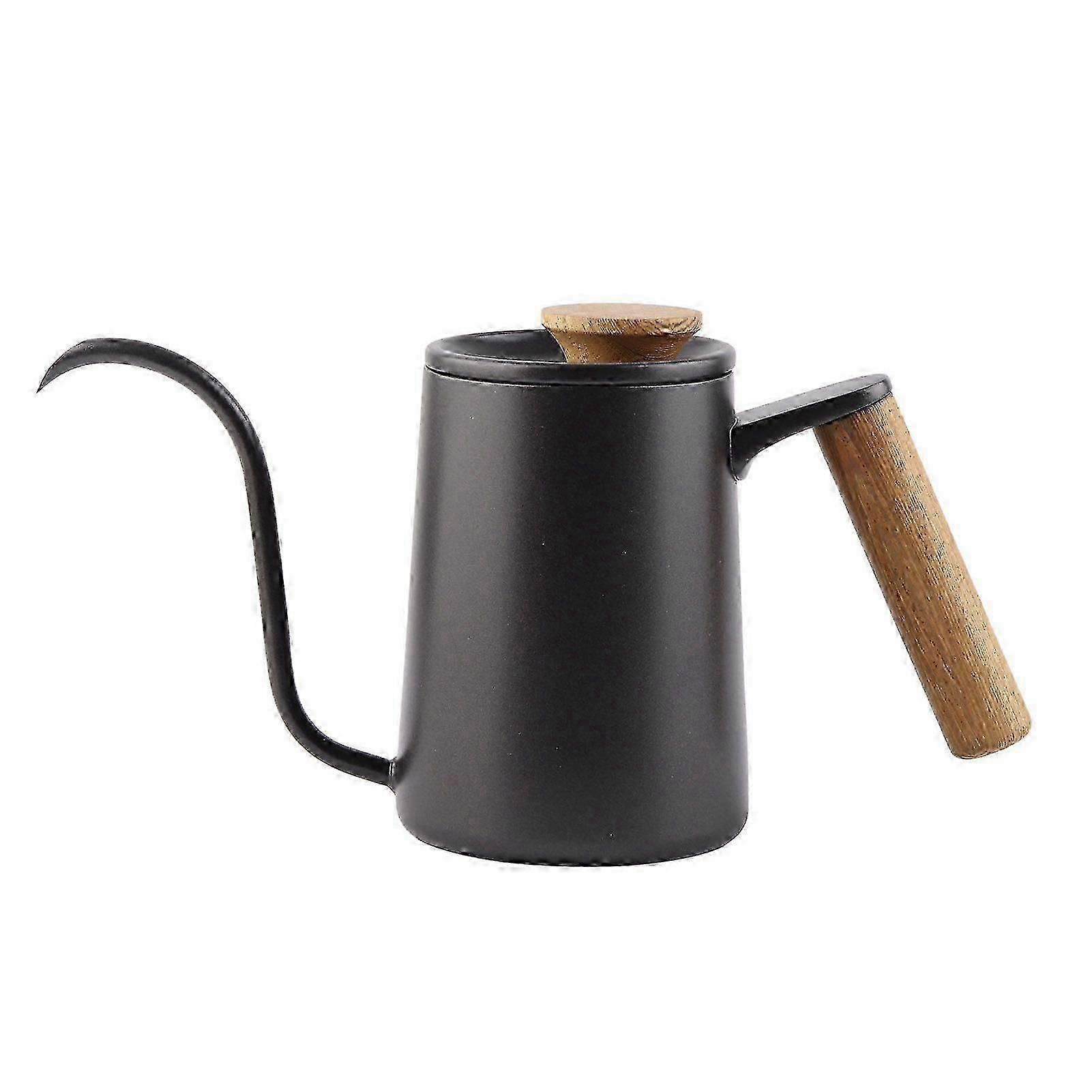 Cafetière filtre R8 600 ml en acier inoxydable noir, avec poignée ergonomique et bec verseur en col de cygne. Qualité exceptionnelle.