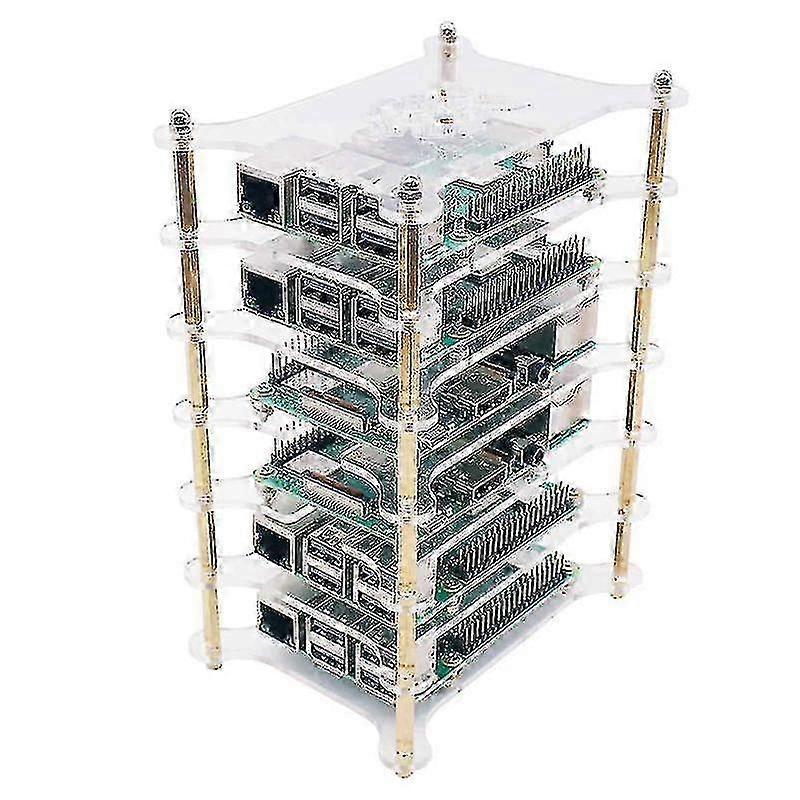 6-Layer Acrylic Clear Case Enclosure for Raspberry Pi 4B/3B+/3B/2B/B+ Stackable Box