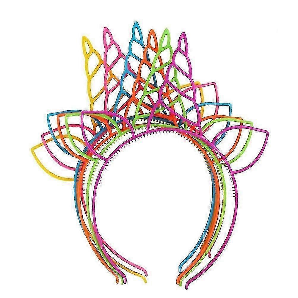 Creative plastic unicorn headbands, 6 pieces, assorted colours.WHBYV