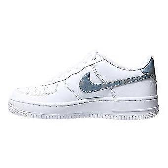 Nike Air Force 1 Sneaker in Weiß/Blau Rindsleder Low-Top Skateboardschuhe Weiß/Grau Unisex 314219-131