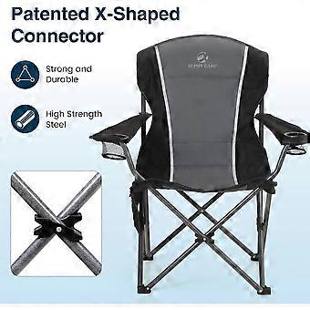 HIGH POINT SPORTS Campingstoel, opvouwbare visstoel, inklapbaar, belastbaar tot 160 kg, klapstoel met armleuning, bekerhouder, stalen frame, draagbare