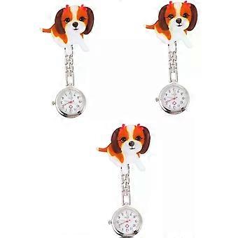 3 sets kleine, cartoon-achtige zakhorloges voor honden, geschikt als hangklok, voor dierenartsen, Vaderdag en als accessoire bij handmatige verzorging.