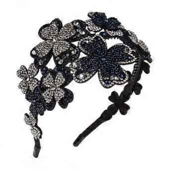 Rhinestone flower retro headband, crystal wide braces