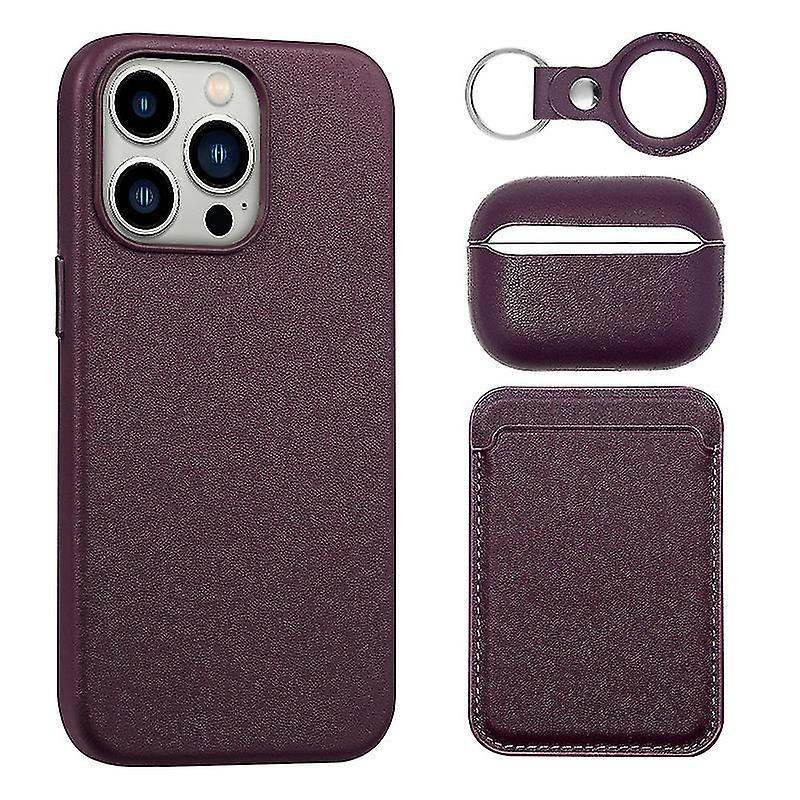 4pcs Suitable For Iphone14 Mobile Phone Shell Leather Case Apple Headphone Protective Sleeve Card Case