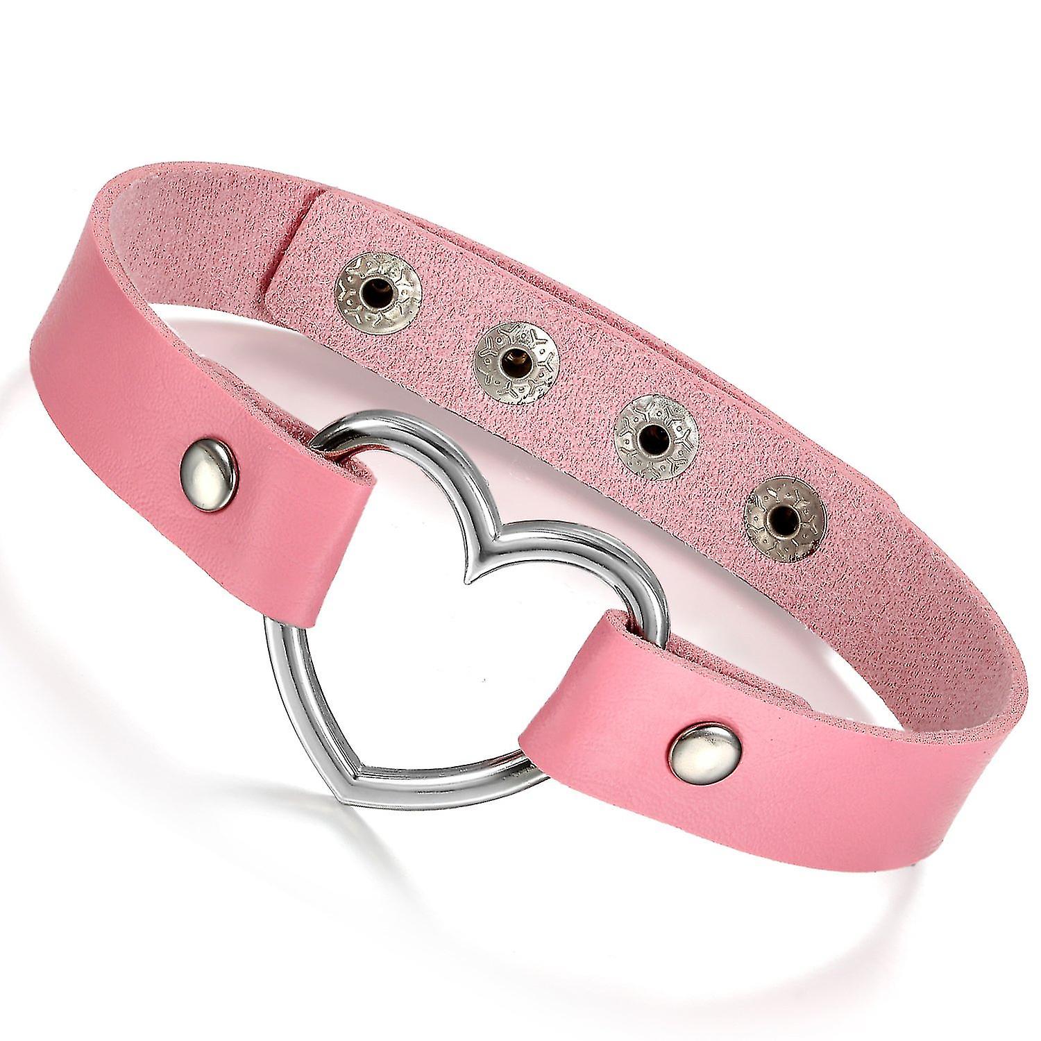 المرأة خمر القوطية القلب الجلود Choker قلادة فاسق طوق الرقبة الفرقة ، 13-15.4 بوصة سلسلة