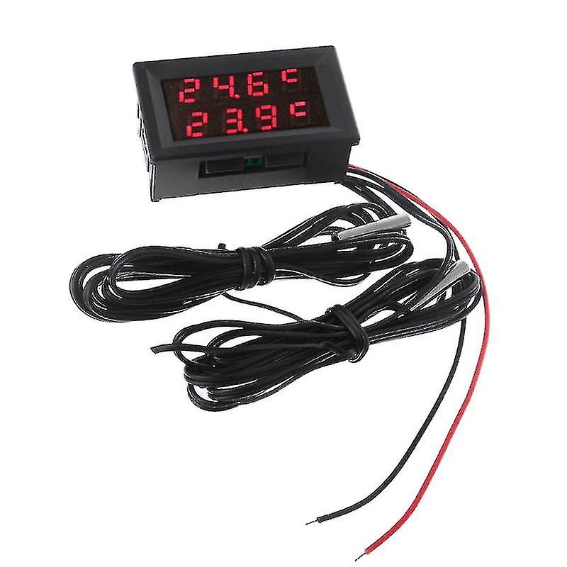 Dual Display Digital Thermometer Temperature Sensor Tester With 2 Ntc Waterproof Metal Probe-A1