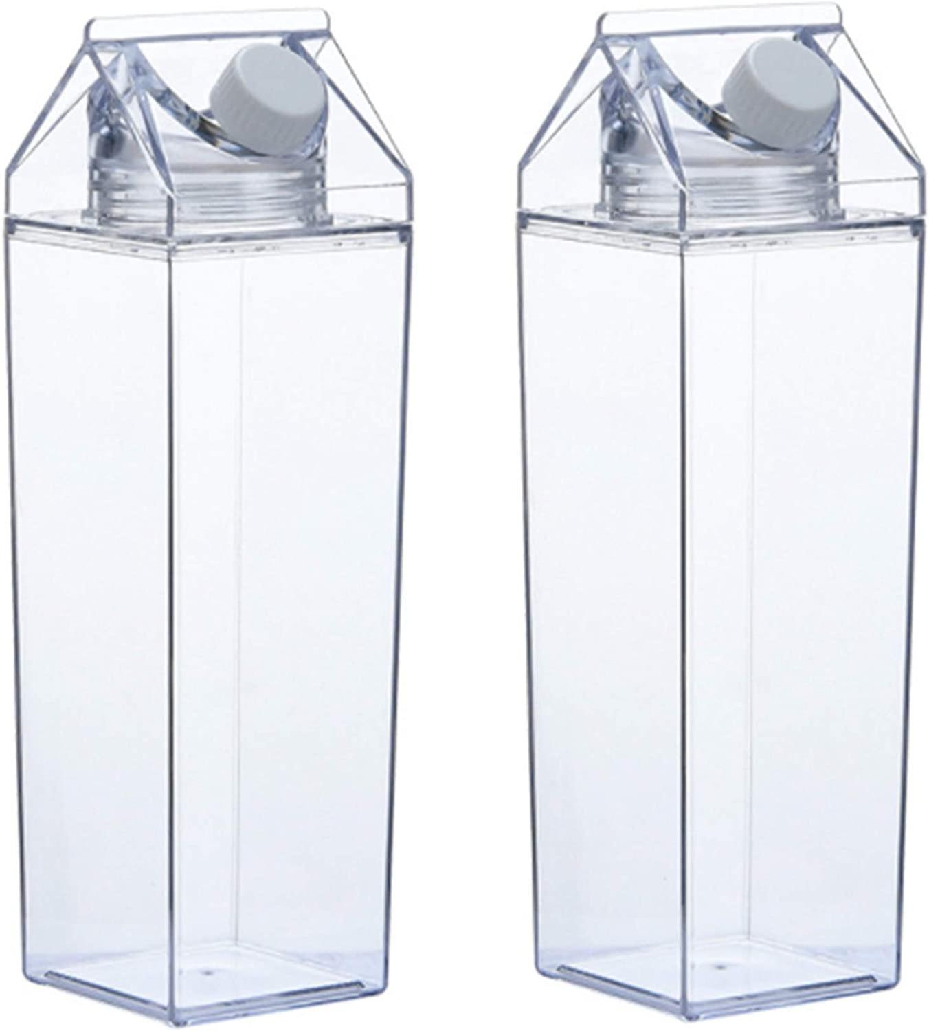2 Pack Clear Cardboard Bottle Clear Plastic Reusable 500ml