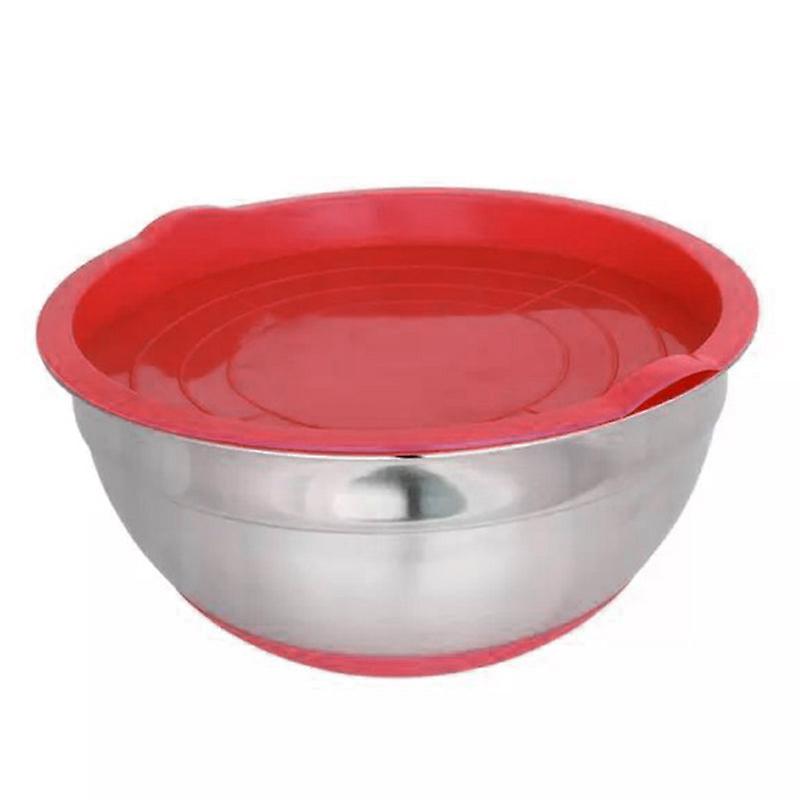 Stainless Steel Bowl with Sealing Cover without Magnetic Thickening Silicone Bottom Salad Pot Baking Egg Kitchen Utensil
