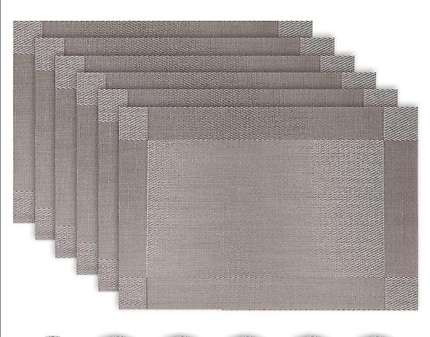 Pvc Table Place Mats Sets Of 6 (grey)