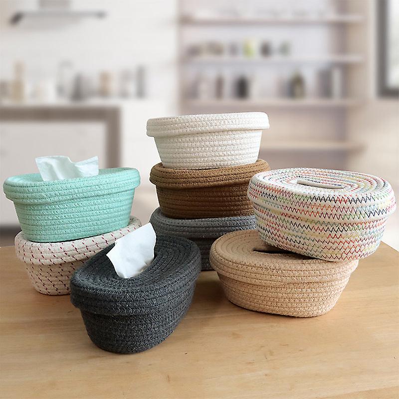 Tissue Storage Box Minimalist Japanese Style Cotton String Weaved Storage Basket Creative Desktop Tiandigai Storage Box