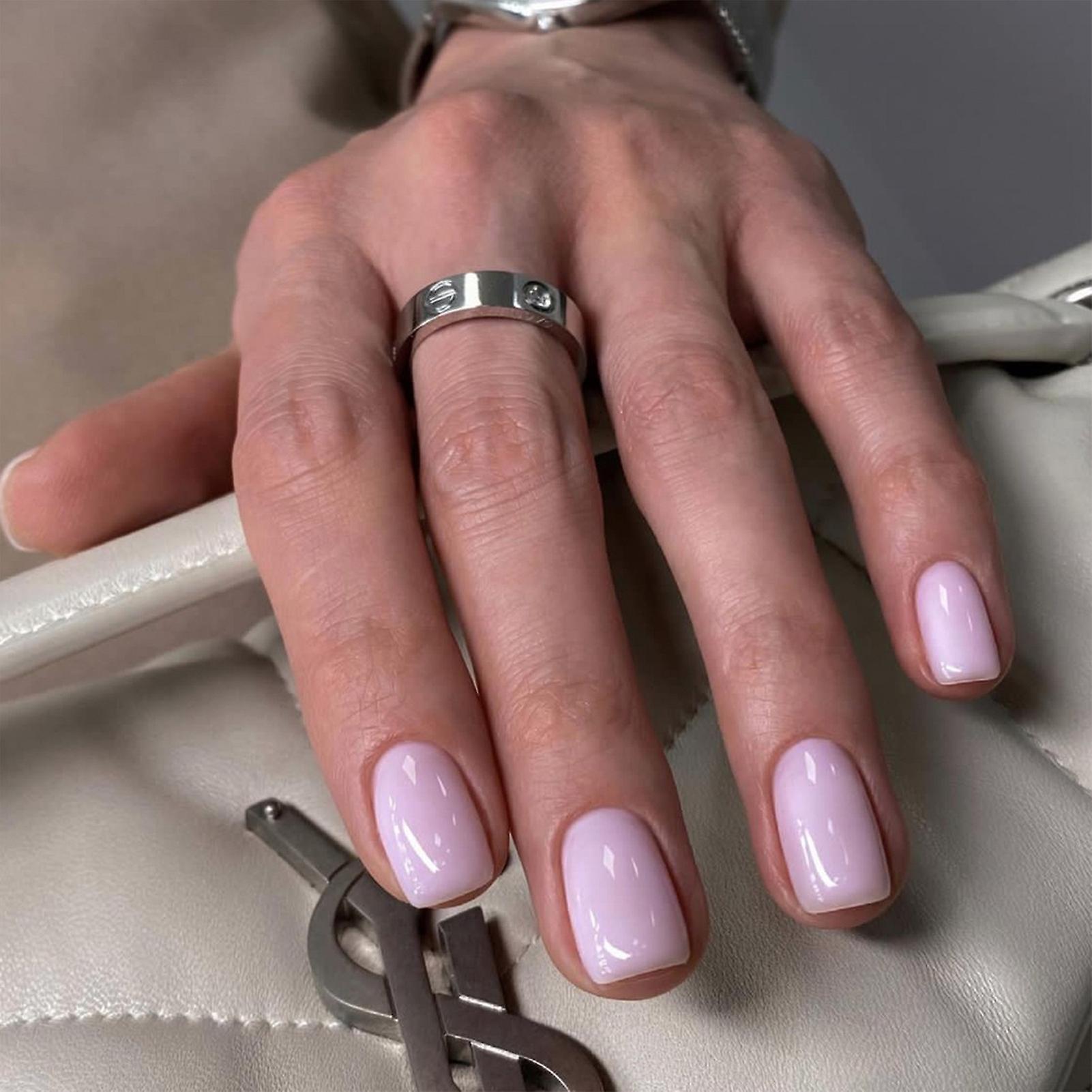 Light Purple Short Fake Nails Easy To Apply & Remove Nails