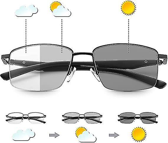 Progressive Photochromic Multifocus Reading Glasses Spring Hinge Sun Readers Computer Anti Eyestrain