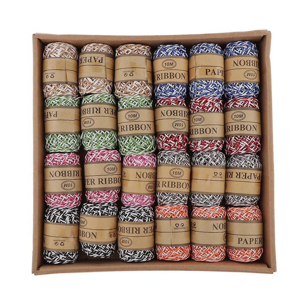 24pcs 10 Meter Bast Papierschnur Craft Rope Twine String für DIY geflochtenes Band