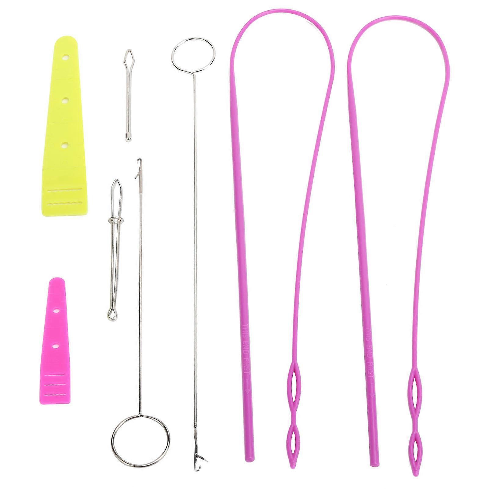 9Pcs DIY Cord Threader Set, Sewing Loop Hook and Tweezers, Home Sewing Tool