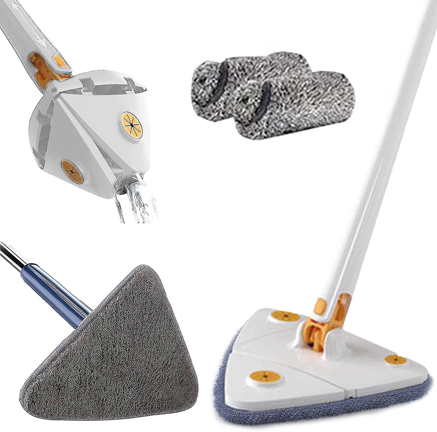 360 Rotatable Réglable Nettoyage Vadrouille Long Poignée Triangulaire Rempart Réutilisable Spin Mop Poignée en acier inoxydable Vadrouille