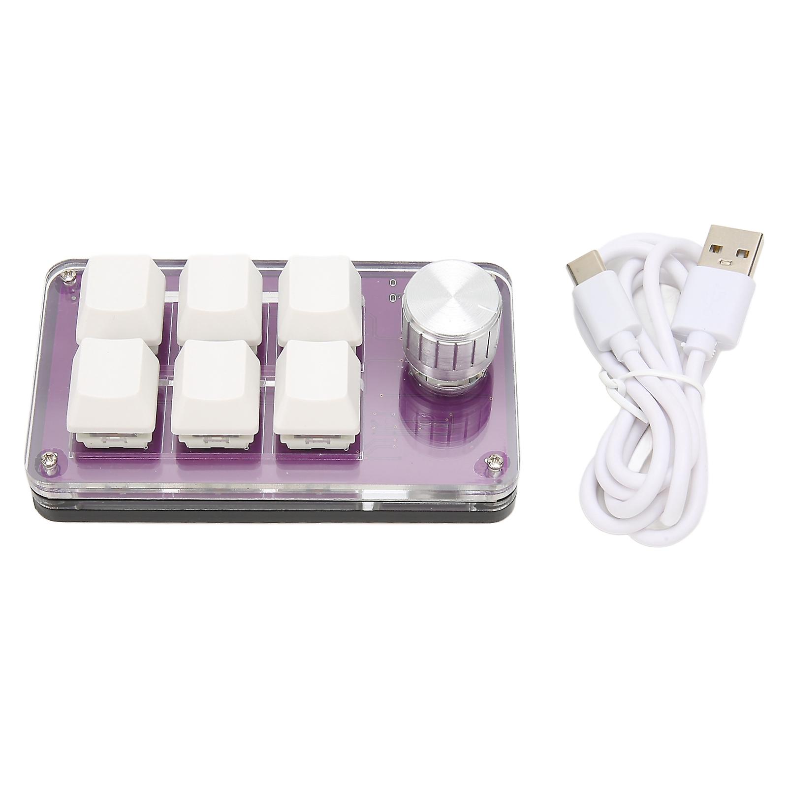 Programmable Type C Keypad 6 Keys 1 Knob Blue Switch Mechanical Mini Keypad for Gaming Office