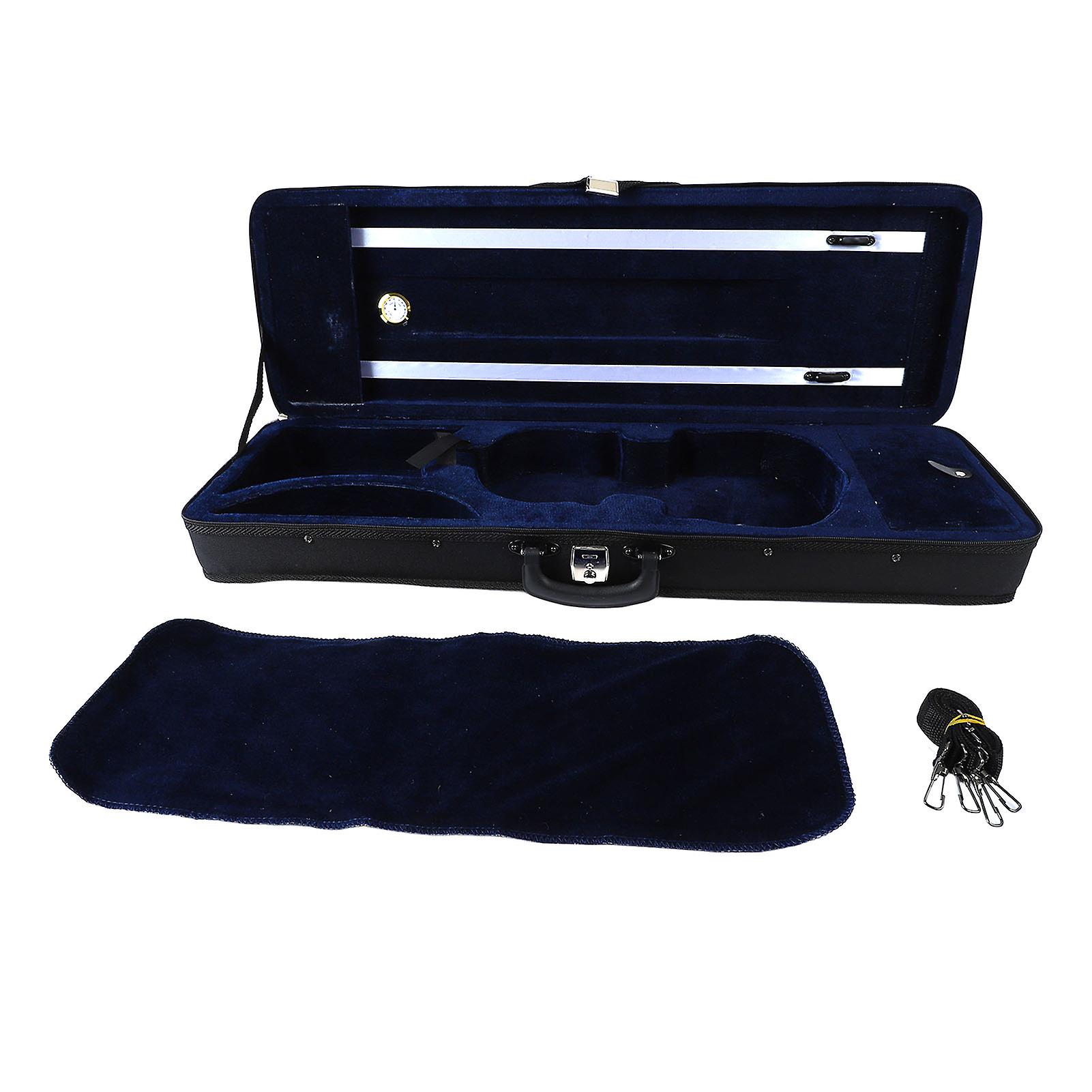 4/4 Violin Case with Hygrometer, Oxford Cloth, Cotton Lining, Oblong Shape, Violin Protective Box, Black