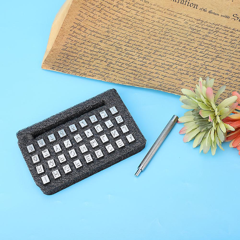 36KS Abeceda & Číslo Razítko Set 6mm DIY Kožený Kit