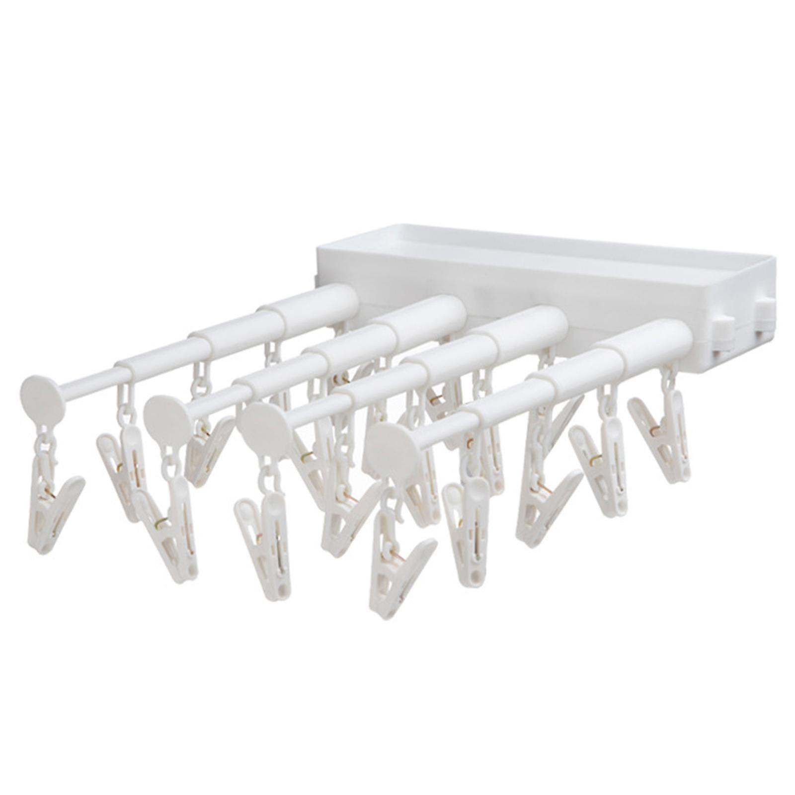 Wall-mounted Retractable Folding Underwear Drying Rack, Dormitory Free Punching Clothespin