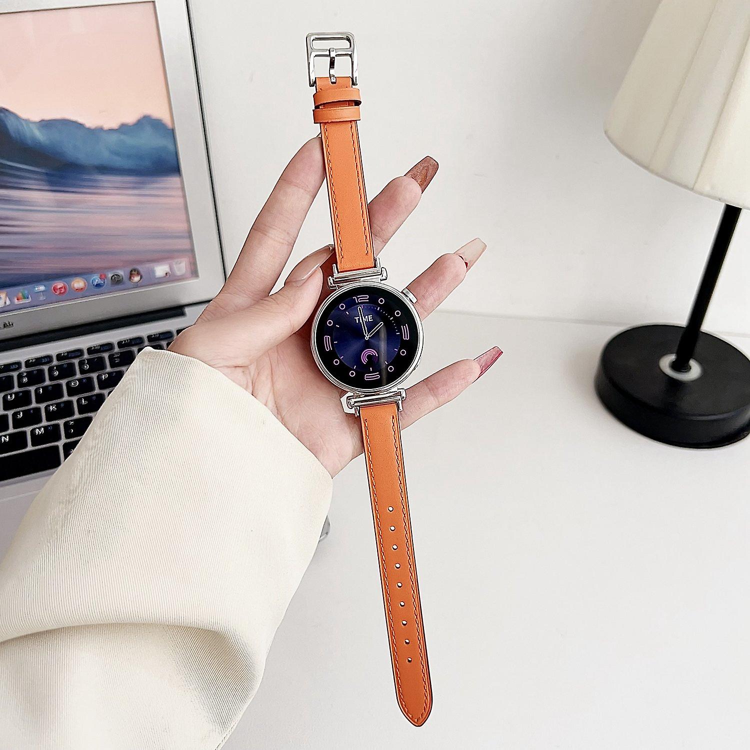 For Samsung Galaxy Watch6 Classic / Watch6 PU Leather Watch Band 20mm Adjustable Wrist Strap - Yello