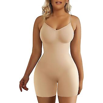 Women's Shapewear Bodysuit Tummy Control Body Shaper Seamless Sculpting Snatched Waist Body Suit Beige Mid Thigh