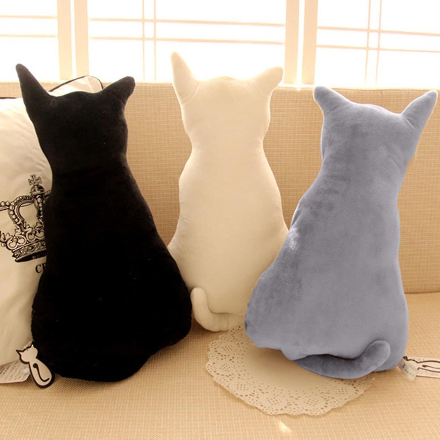 Cute Cat Soft Plush Back Shadow Toy Sofa Pillow Seat Cushion Birthday Gift(White)30cm