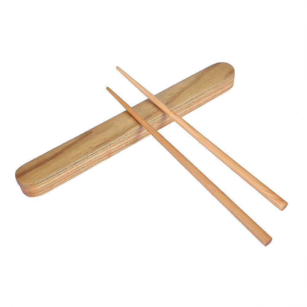 Portable Wooden Chopsticks Set with Box 25x2.8x1.8cm Light Wood Color
