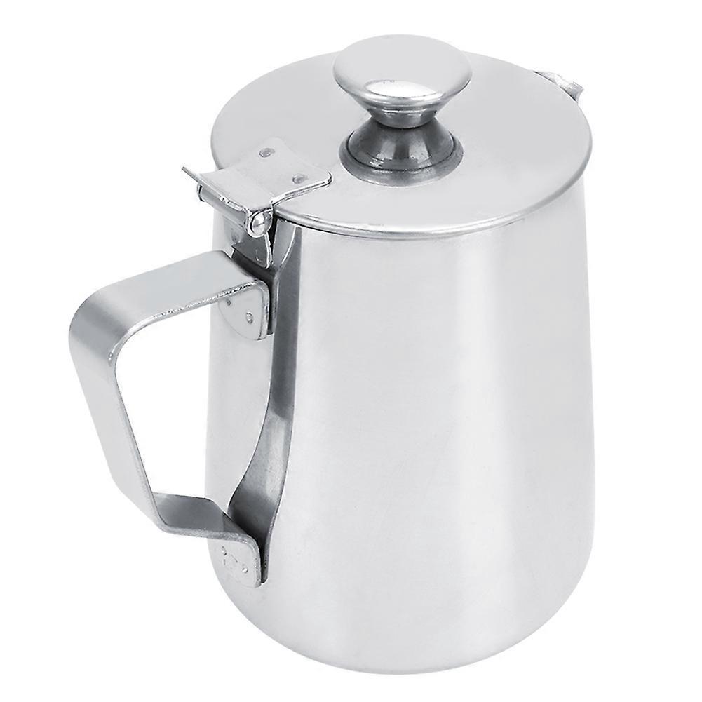 1000ml Stainless Steel Coffee Milk Frothing Cup with Lid for Latte Art Coffee Shop Use