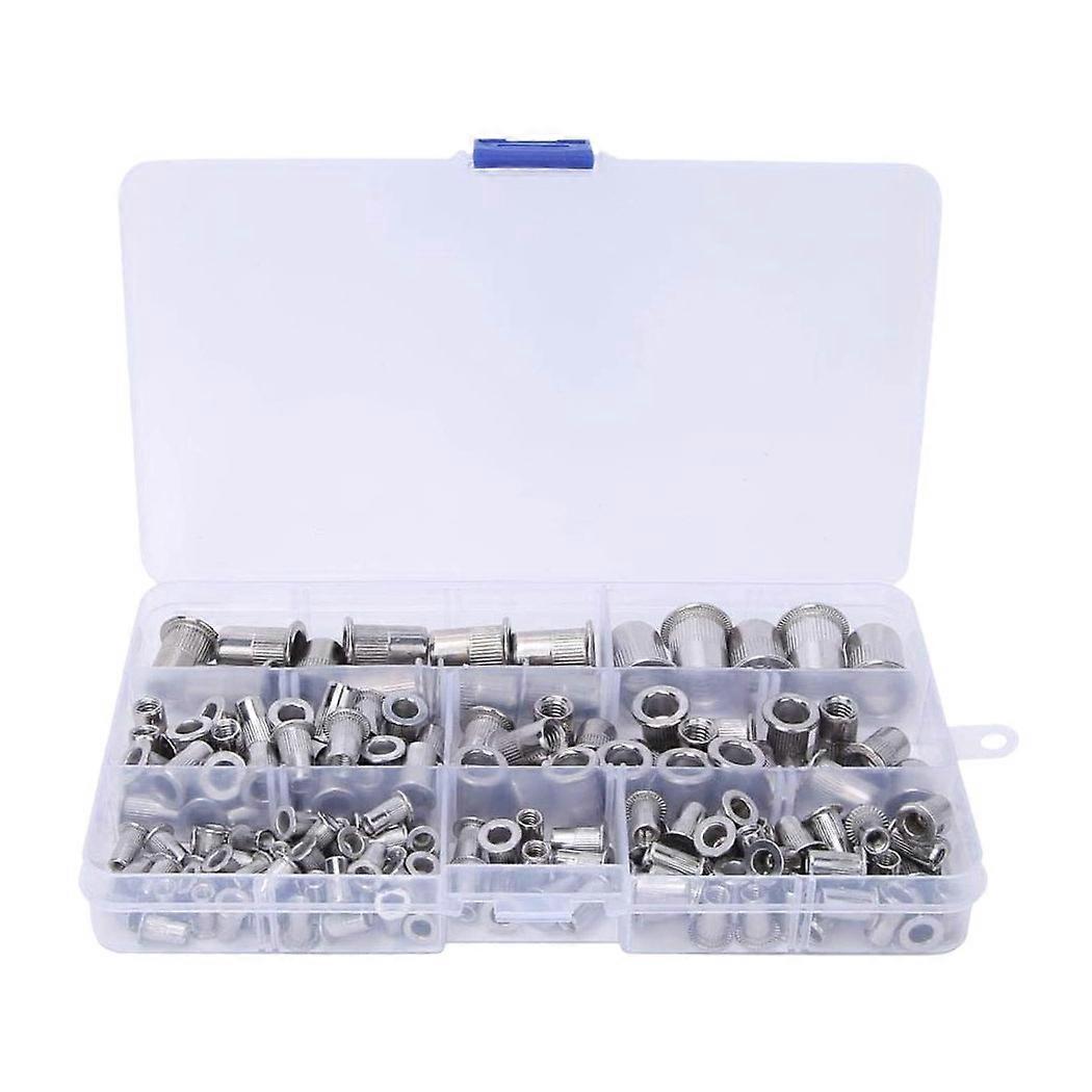 165 Pcs M3 M5 M6 M8 M10 Rivet Nuts Flat Threaded Insert Nut Rivet Cap Threaded Insert Nut Kit with