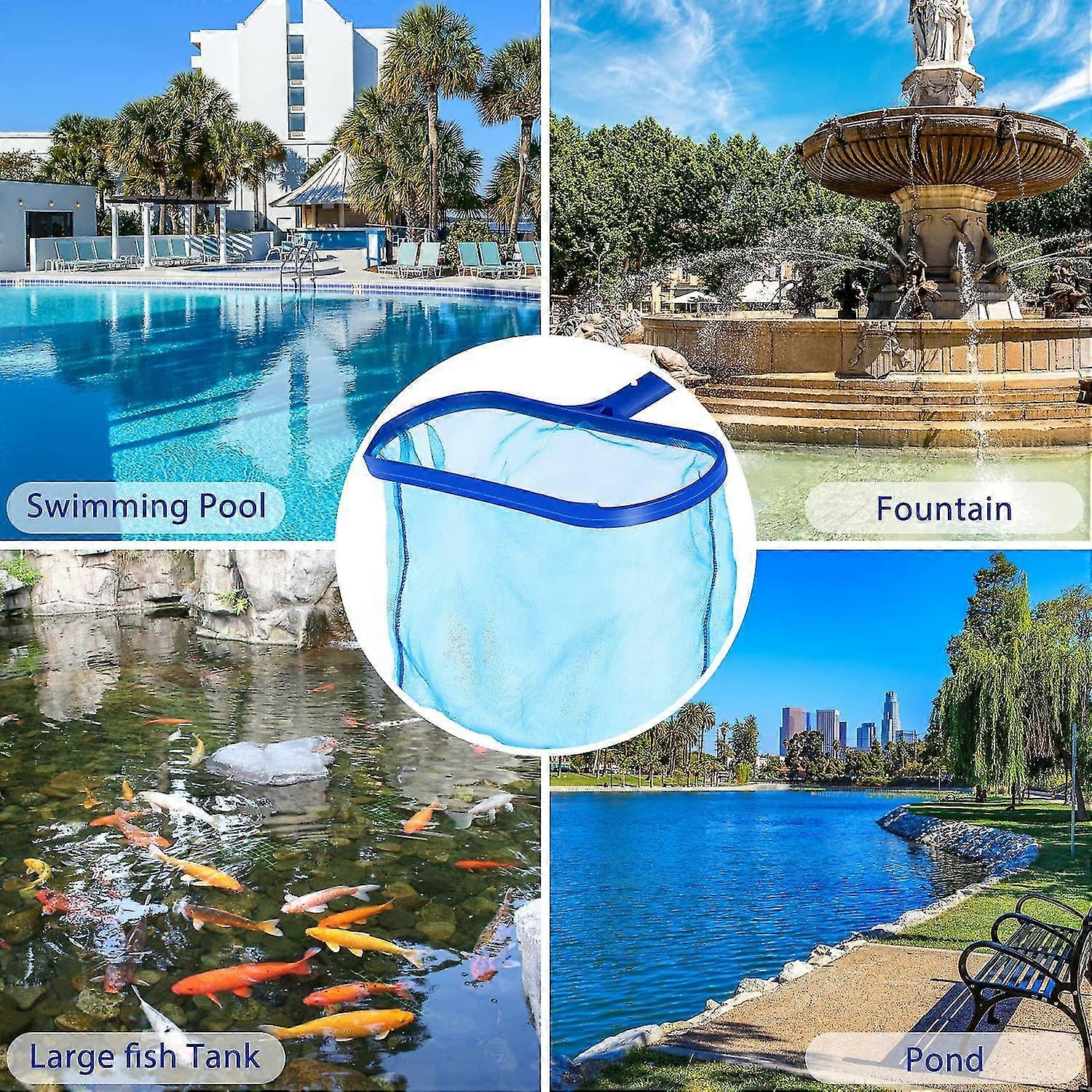 Pool Skimmer Net Deep Fine Mesh Solid Plastic Frame Detachable Pole Large Capacity Heavy Duty Leaf Fine Debris Pool Cleaning Net Pool Accessories Buy Cheaply On