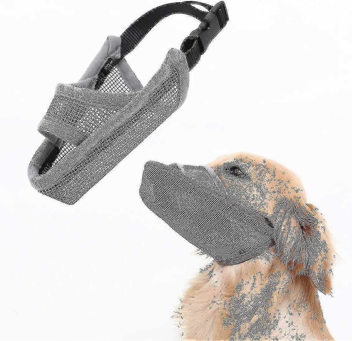 Dog Muzzle Nylon Soft Mesh Adjustable Muzzles For Small Medium Large Dogs For Anti-biting Anti-barking Black/grey