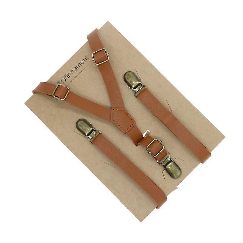 110*1.5cm Y Back High Quality Wine Red Crack Face PU Leather Solid Fashion Unisex Suspenders Adjustable 3 Clip Retro Men Gift
