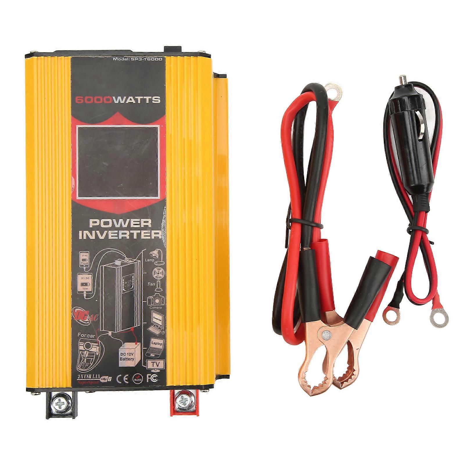 Modified Sine Wave Inverter Car Power Inverter Adapter Lcd Display Dual Usb 12v To 110v Car Outlet Adapter For Rv Truck Yellow