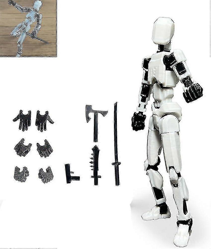 Figurine articulée T13, figurine articulée Titan 13 avec 4 types d’armes et 3 types de mains, figurine articulée T13 imprimée en 3d RS mobile multi-articulée