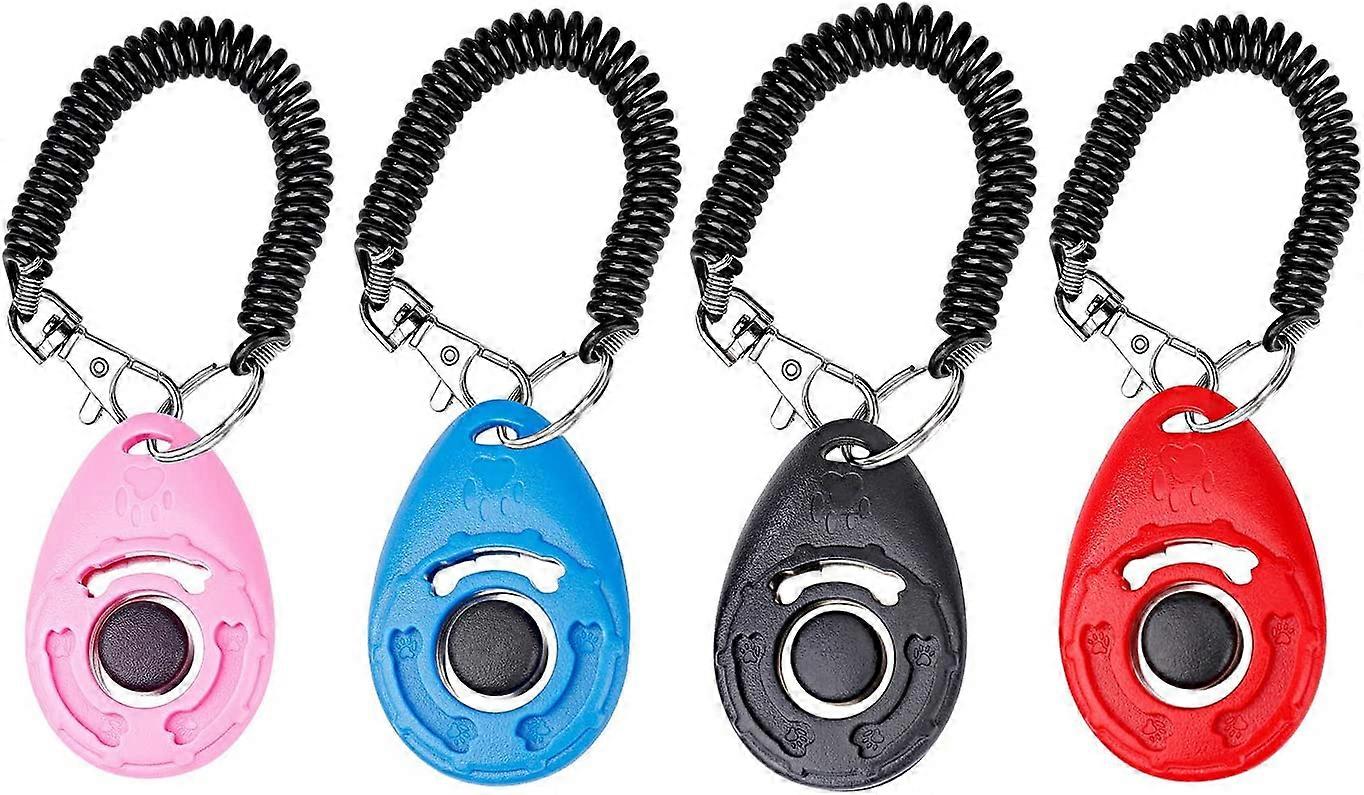Dog Clicker, Training Dog Training, Education Training Clickers with Strap for Pets Horse, Cat and Dog, 4 PCS Training Clicker Button Multicolor