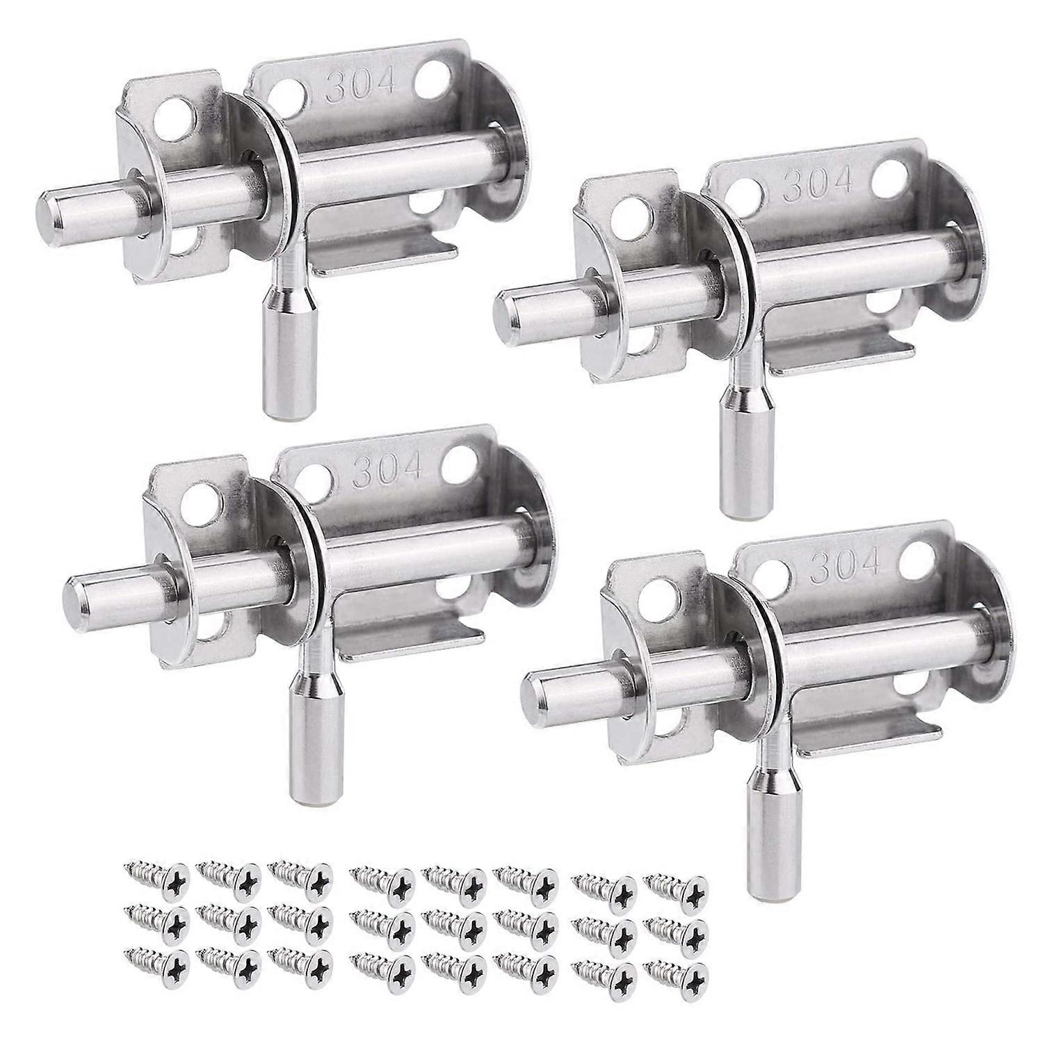 4Pcs Door Locks Internal Door Latches Stainless Steel Shed Lock Sliding Bolt Locks Latches for Bath