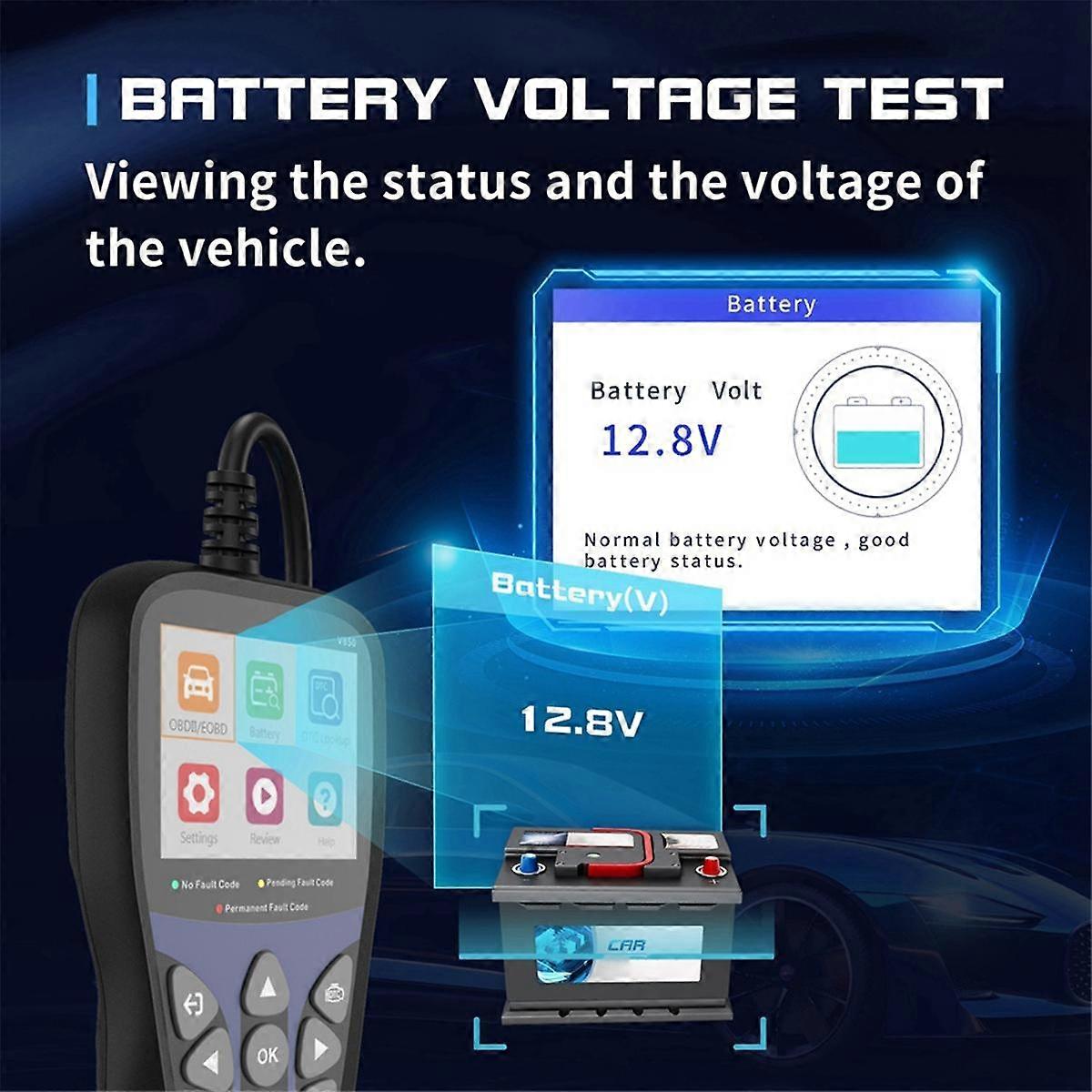 V850 Fault Code Reader Full OBD2 Function Auto Diagnostic Tool,Battery Monitor Multi-Languages