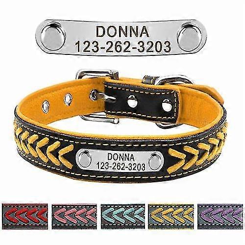 Custom leather dog collar personalized engraved puppy cat dog tag collar with nameplate for small medium large dogs beagle xs-xl