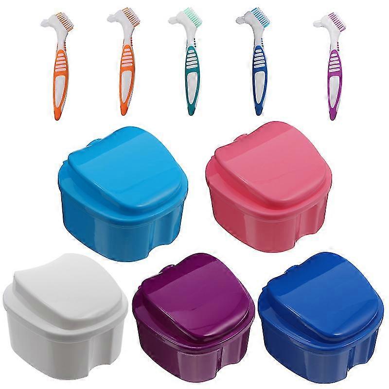 10pcs denture care boxes denture brushes retainer cases storage containers