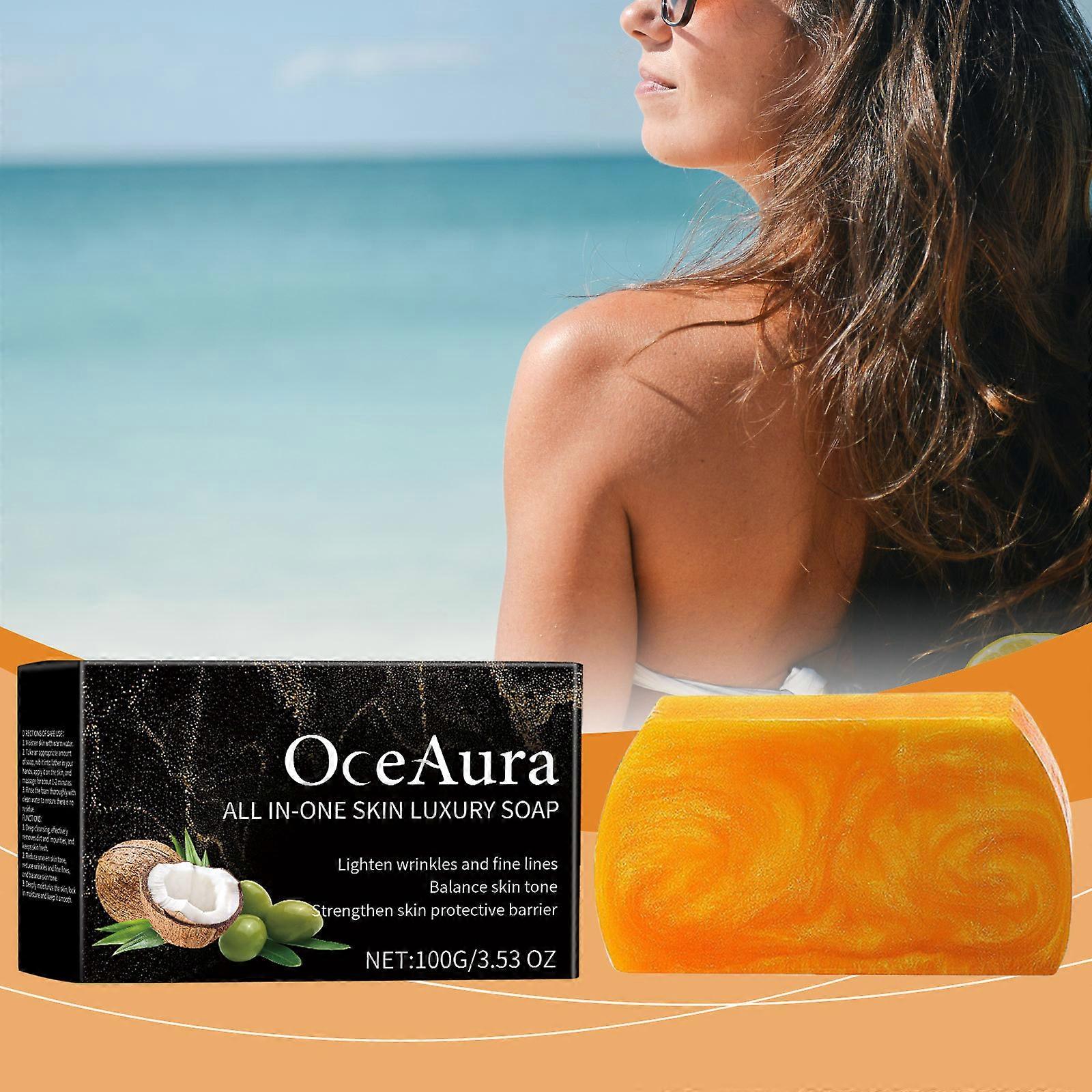 Sabonete de Cuidados com a Pele com Óleo Essencial, Sabonete de Banho de Limpeza Suave, Sabonete Sólido com Óleo de Coco, Azeite, Equilíbrio do Tom da Pele
