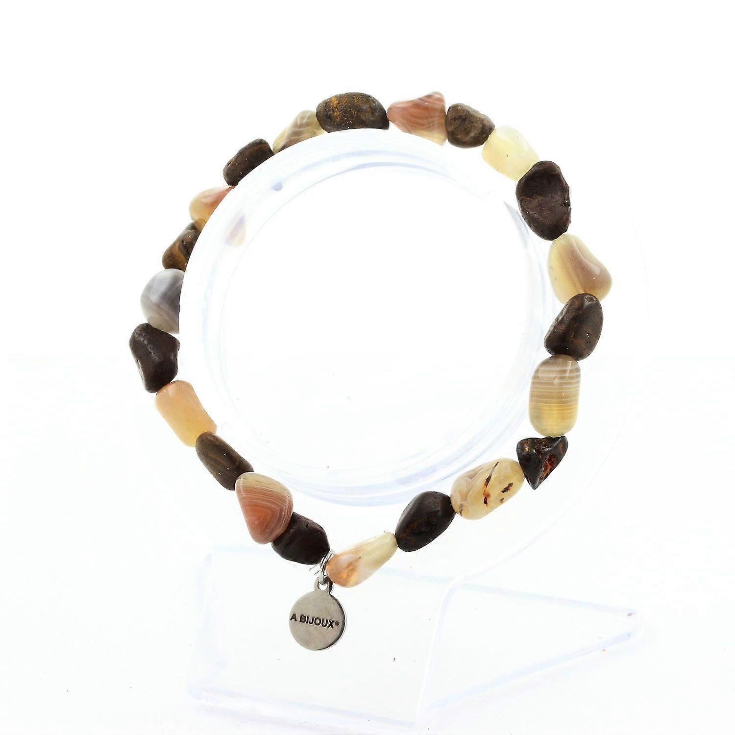 Bracelet Opal Boulder from Australia + Agate from Botswana customizable size