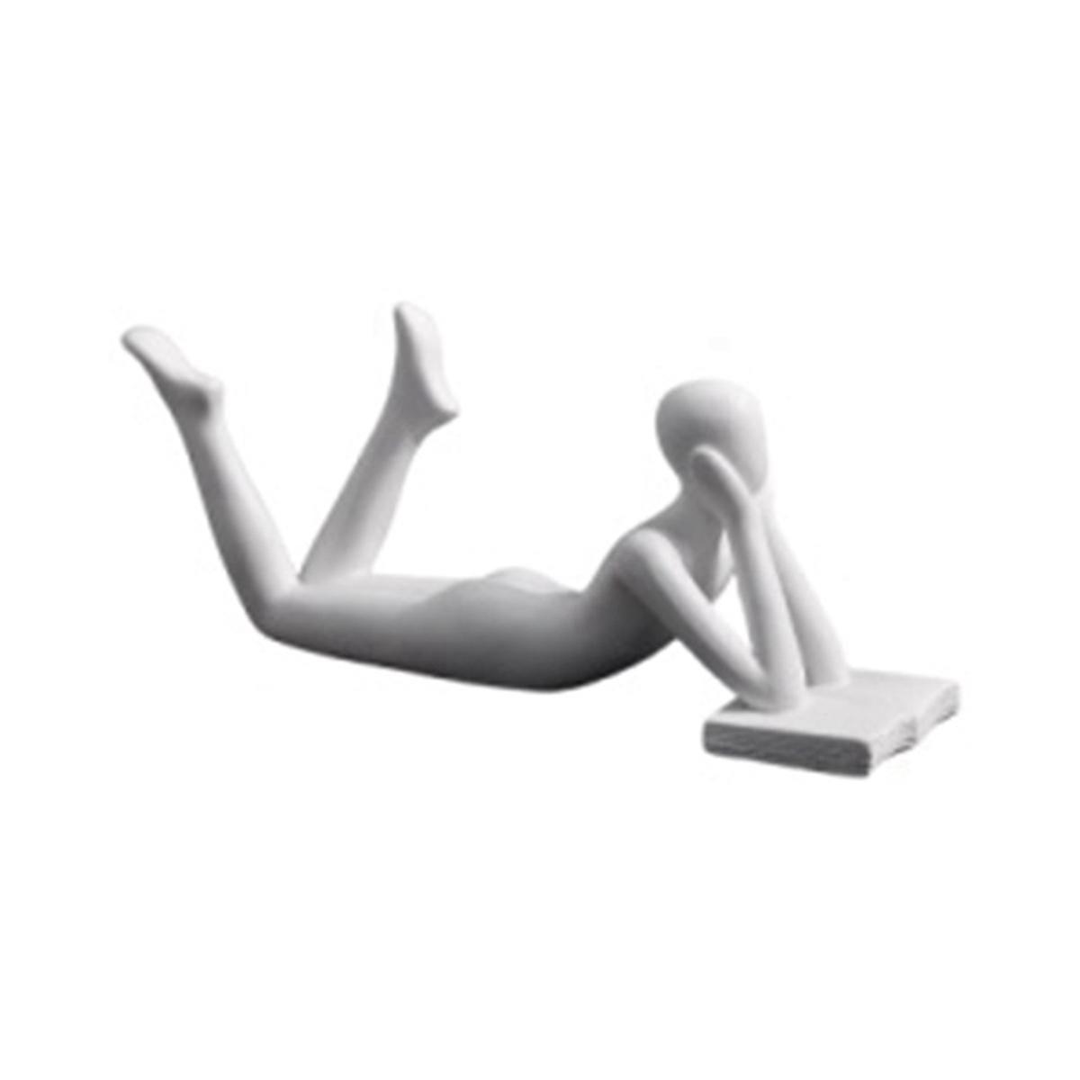 Nordic Reading Statue Resin Figurines Desktop Decor Sculpture Modern Art Ornament Home Office Decor Craft White C