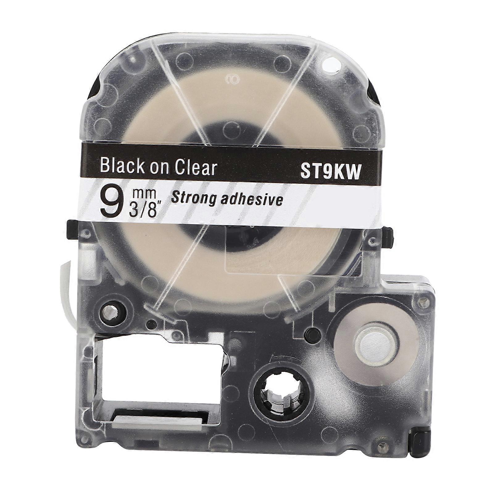 Label Tape AbrasionResistant AntiCorrosion Label Maker Tape for KING JIM Labeling Machine SR230C SR230CH SR530C(Black On Transparent Background )