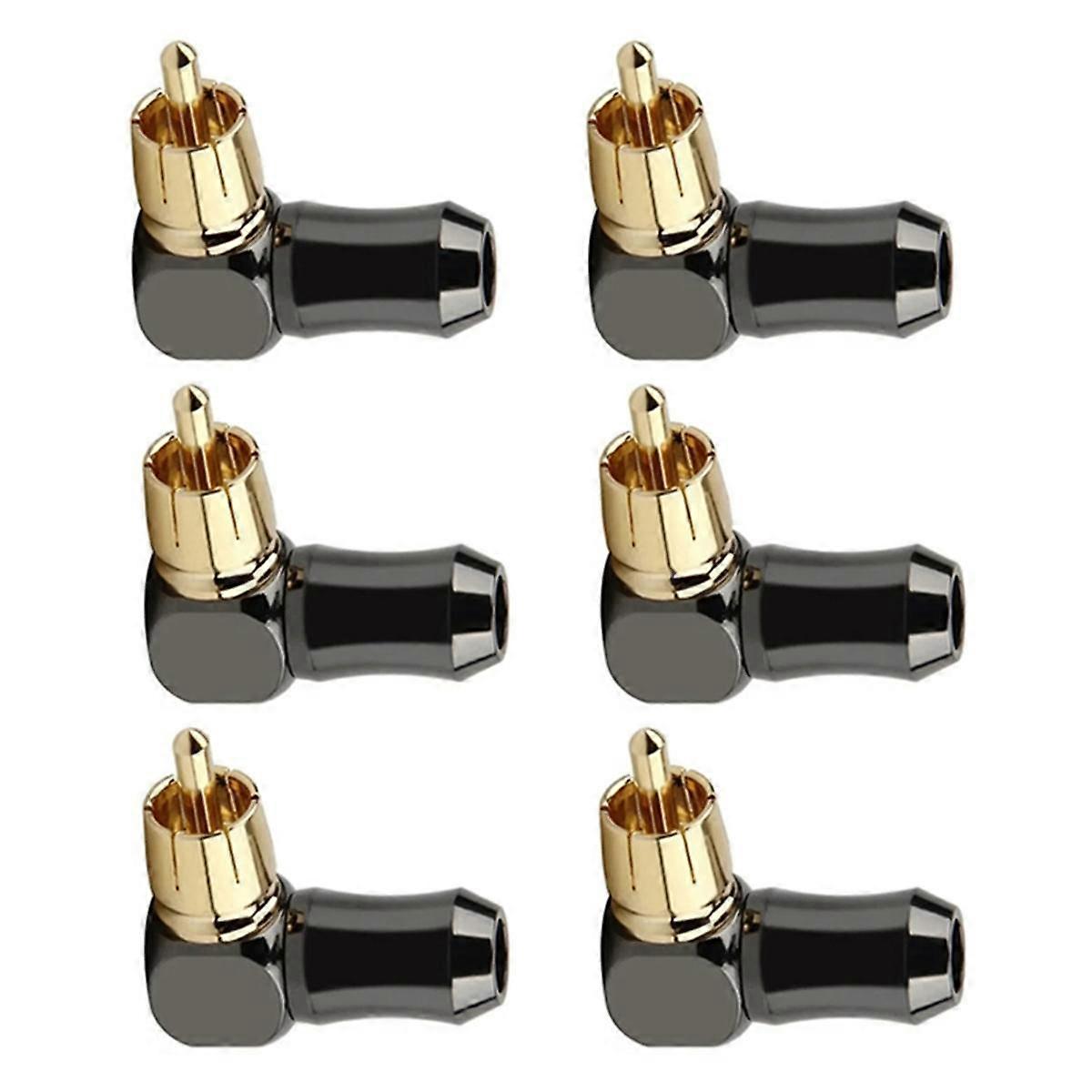 6Pcs RCA Connector Audio Plug Male 90 Degree Right Angle Elbow Speaker Terminal Conector for Solder