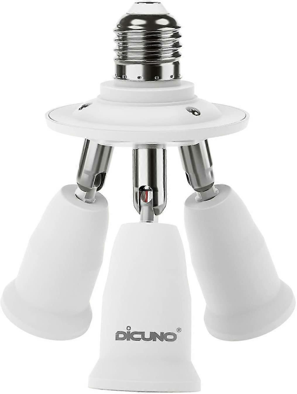 3 in 1 E27 Sockel Adapter Splitter, E27 Standard LED-Lampen, Konverterhalter, Kronleuchterfassung mit 360 Grad 180 einstellbar
