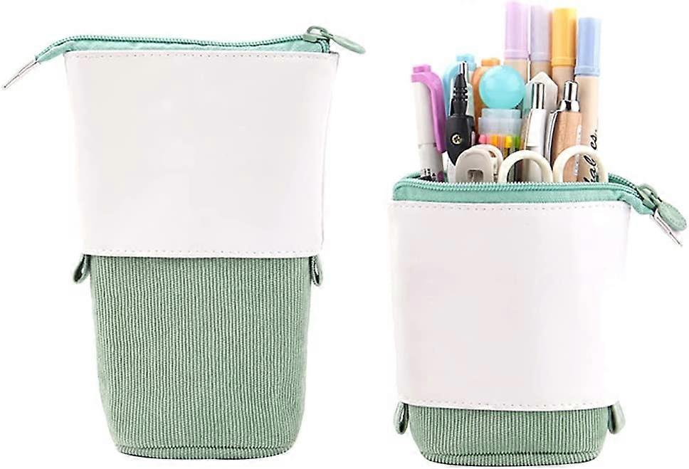 Retractable Pencil Case,with Zipper Closure(Green)